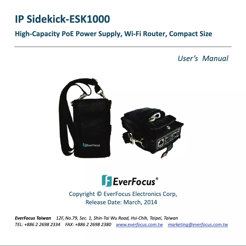 Page n°1 - Manuel utilisateur EverFocus ESK1000