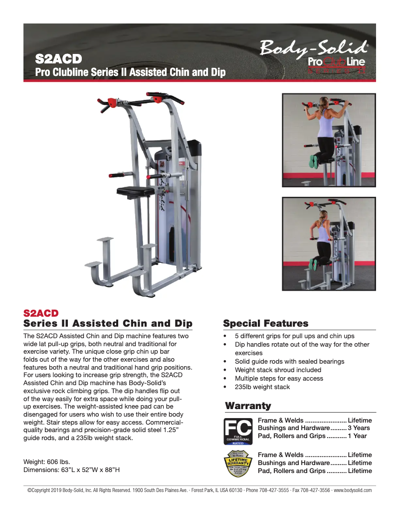 Página 1 del manual Ficha técnica Body-Solid S2ACD