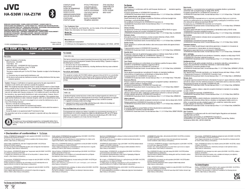 Page n°1 - Manuel utilisateur JVC HA-S36W