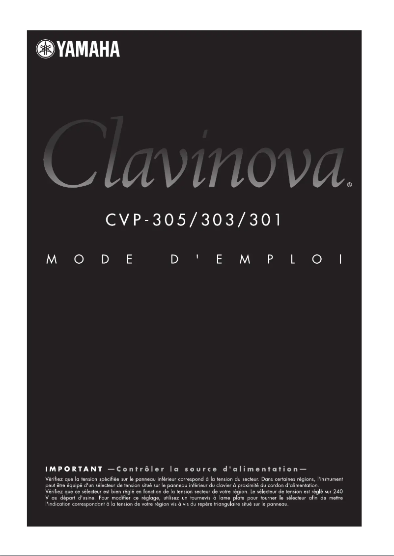 Page n°1 - Manuel utilisateur Yamaha Clavinova CVP-305