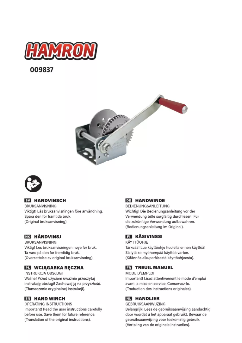 Page 1 de la notice Manuel utilisateur Hamron 009837