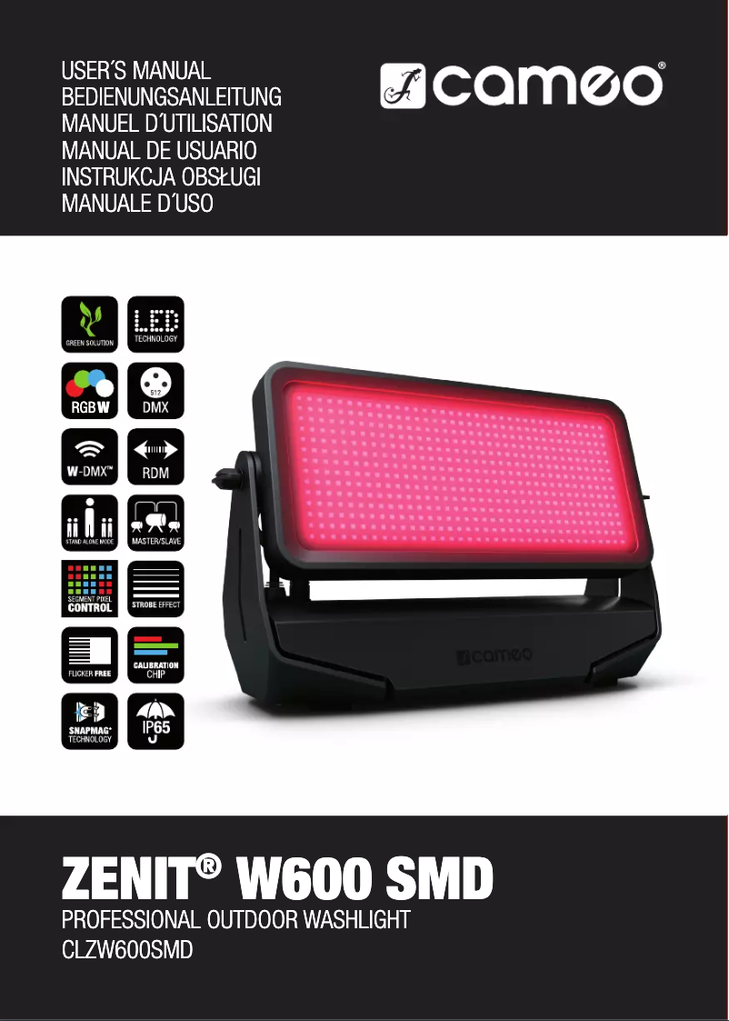 Page 1 de la notice Manuel utilisateur Cameo ZENIT W600 SMD