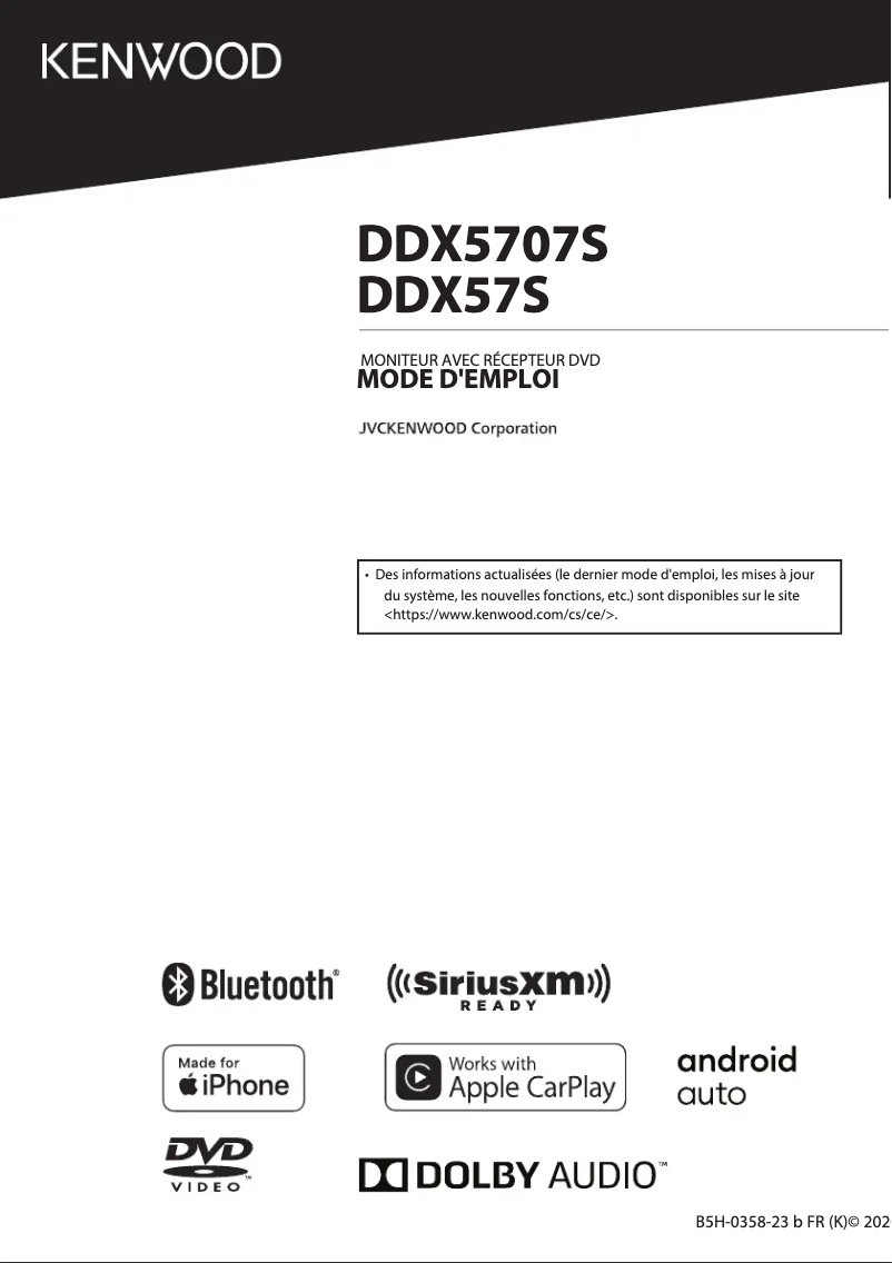 Page 1 de la notice Manuel utilisateur Kenwood DDX5707S