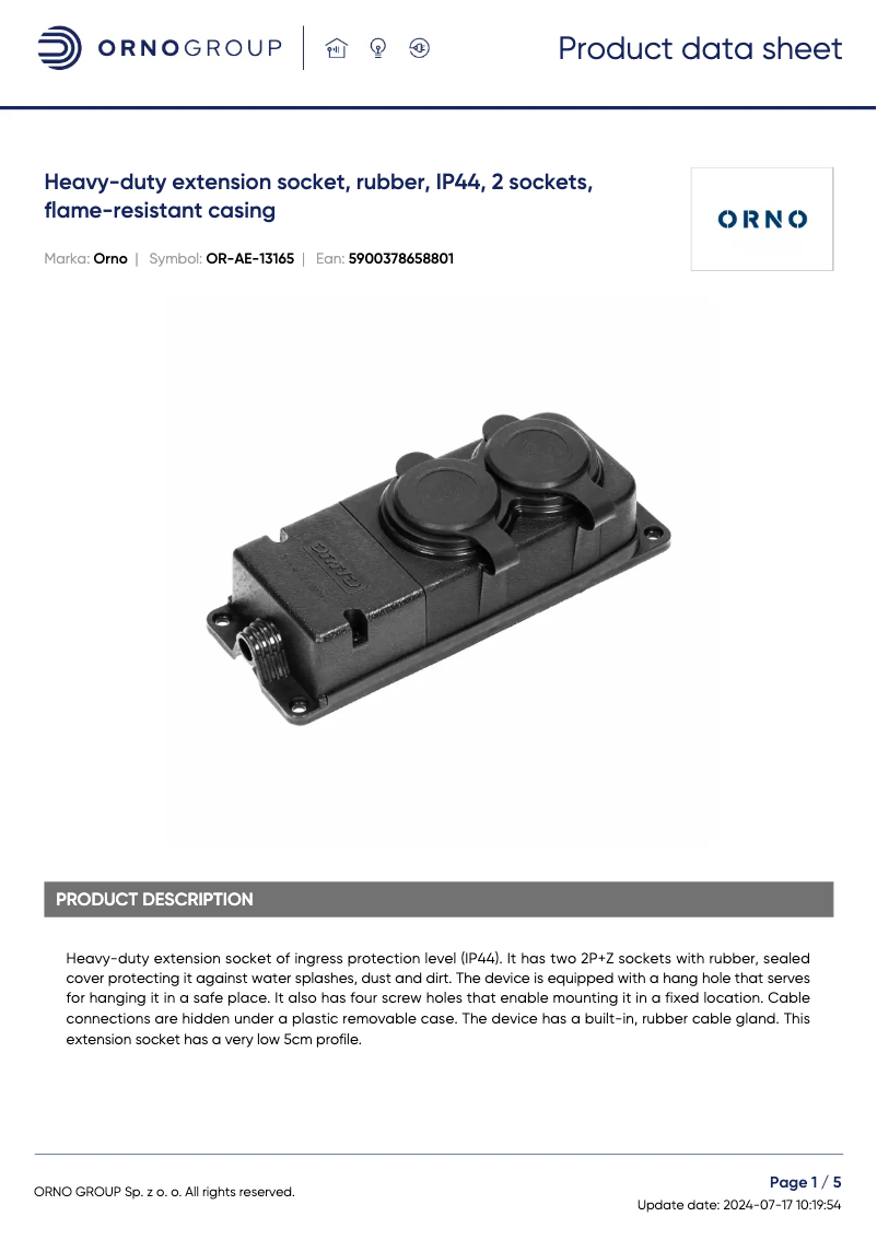 Image de la première page du manuel de l'appareil OR-AE-13165