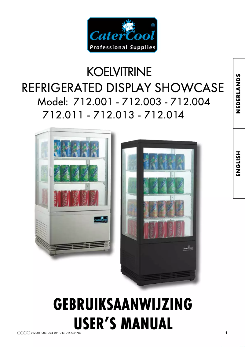 Page n°1 - Manuel utilisateur CaterCool 712004