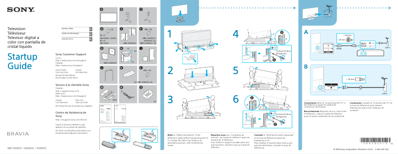 Page 1 de la notice Guide d'installation Sony Bravia XBR-55X900C