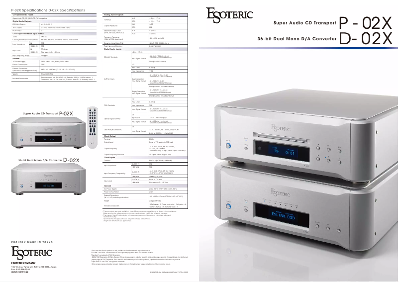 Page 1 de la notice Brochure Esoteric P-02X