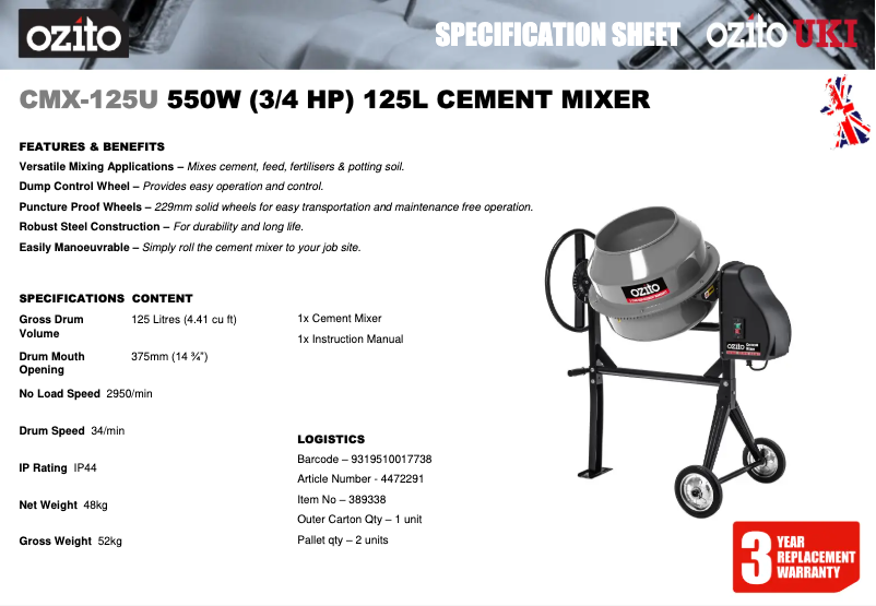 Image de la première page du manuel de l'appareil CMX-125U