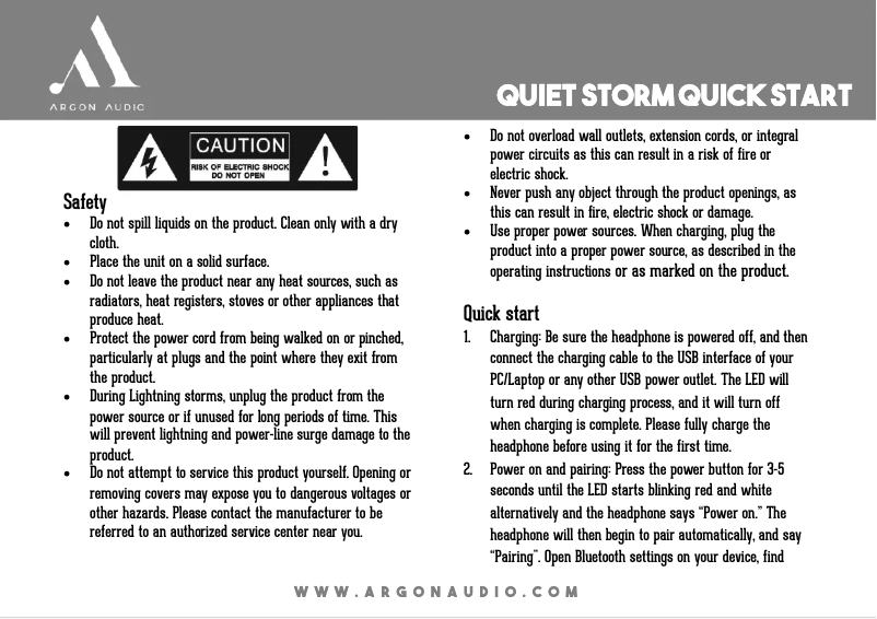 Page 1 de la notice Manuel utilisateur Argon Quiet Storm