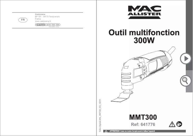 Page 1 de la notice Manuel utilisateur MacAllister MMT300