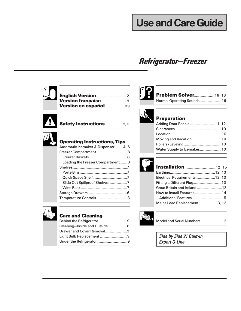 Page 1 de la notice Manuel utilisateur GE Profile TPG21PRDBB