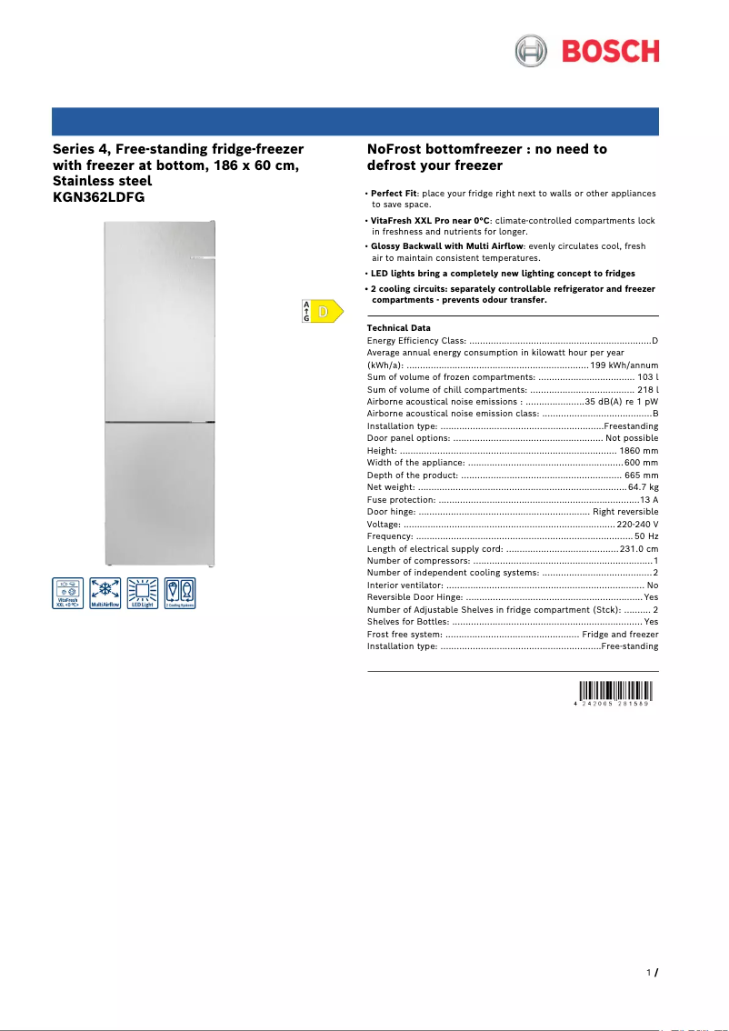 Imagen de la primera página del manual del dispositivo KGN362LDFG