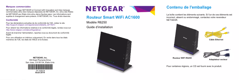 Page 1 de la notice Guide d'installation Netgear R6250