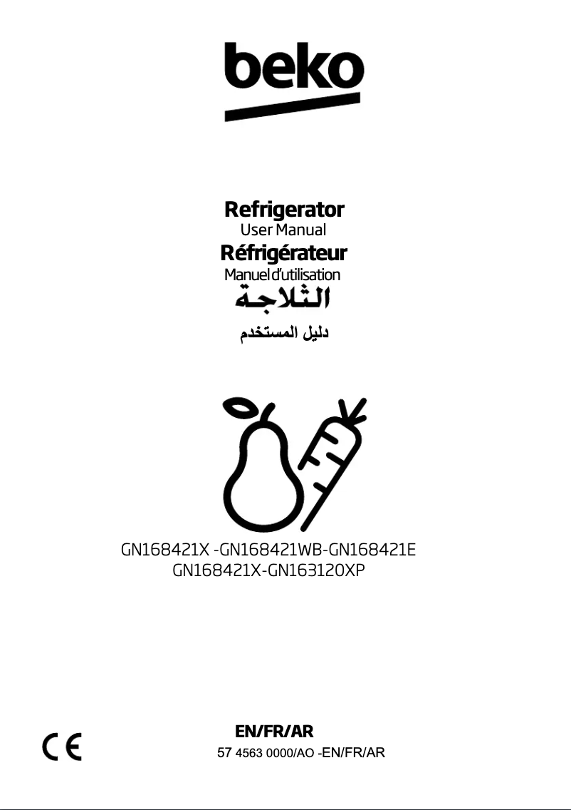 Page 1 de la notice Manuel utilisateur Beko GN163120XP