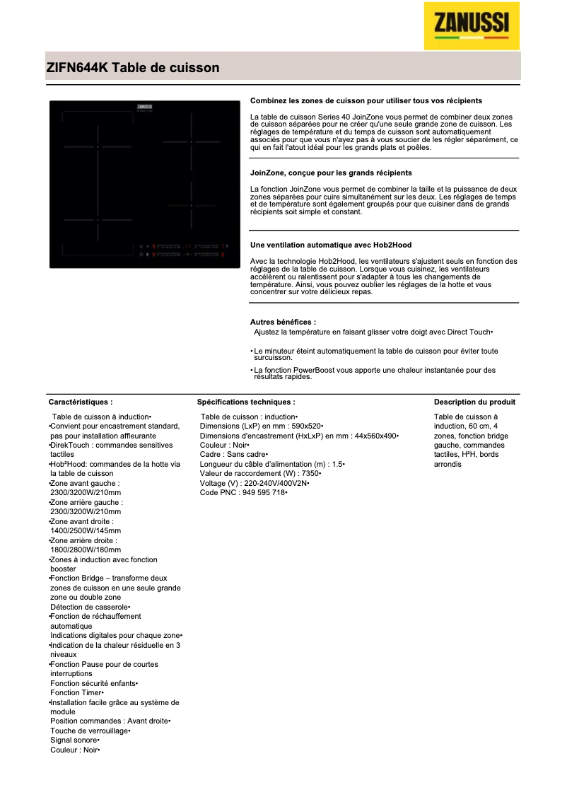 Image de la première page du manuel de l'appareil ZIFN644K