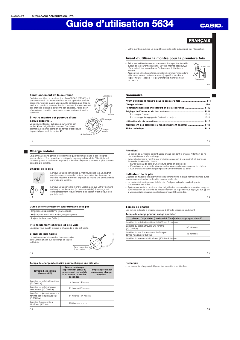 Page 1 de la notice Manuel utilisateur Casio EDIFICE EFS-S570D-1AUEF