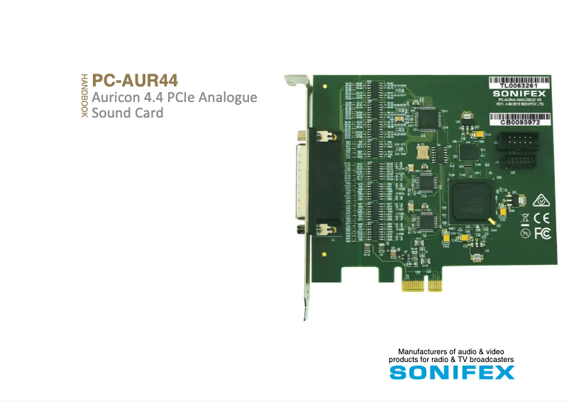 Page n°1 - Manuel utilisateur Sonifex PC-AUR44