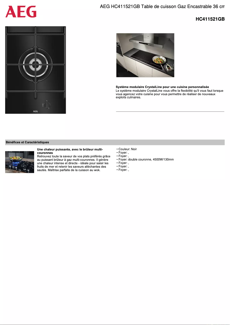 Page n°1 - Fiche technique AEG HC411521GB