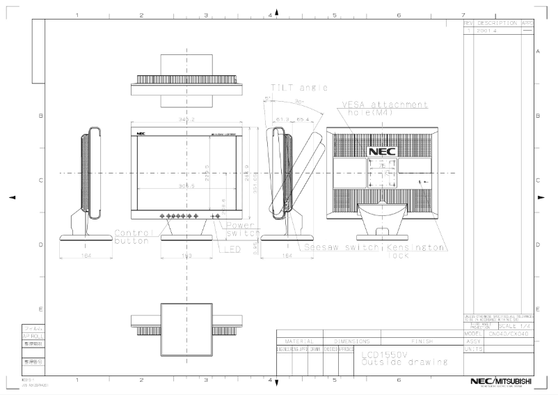 Página 1 del manual Dibujo técnico NEC MultiSync LCD1550V