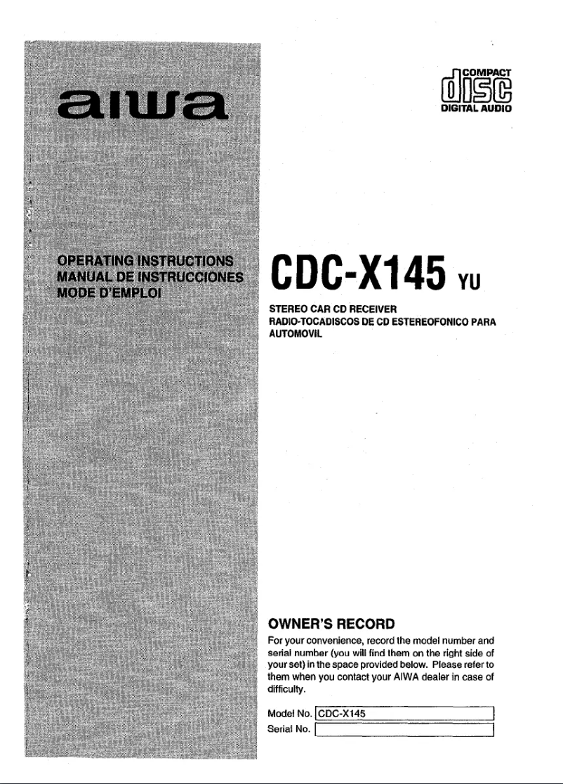 Page n°1 - Manuel utilisateur Aiwa CDC-X145 YU