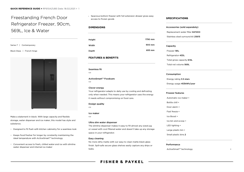 Image de la première page du manuel de l'appareil RF610AZUB5