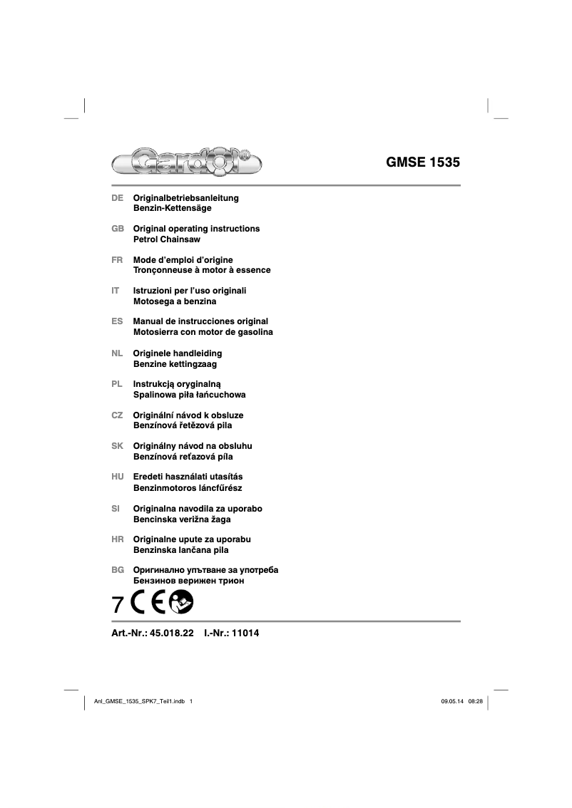 Page n°1 - Manuel utilisateur Gardol GMSE 1535