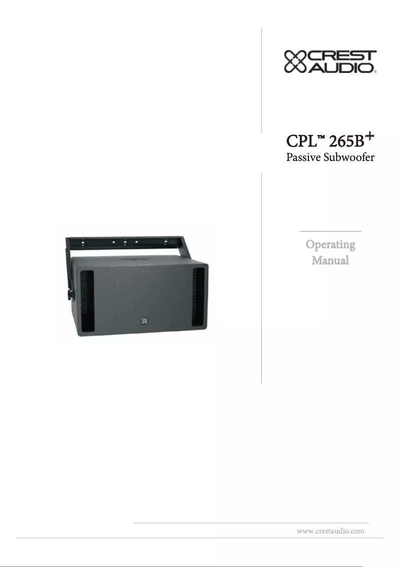 Page n°1 - Manuel utilisateur Crest Audio CPL 265B+