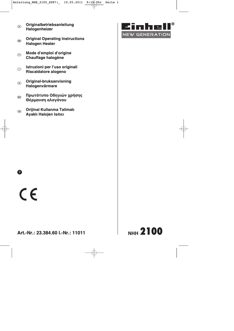 Page n°1 - Mode d'emploi Einhell NHH 2100