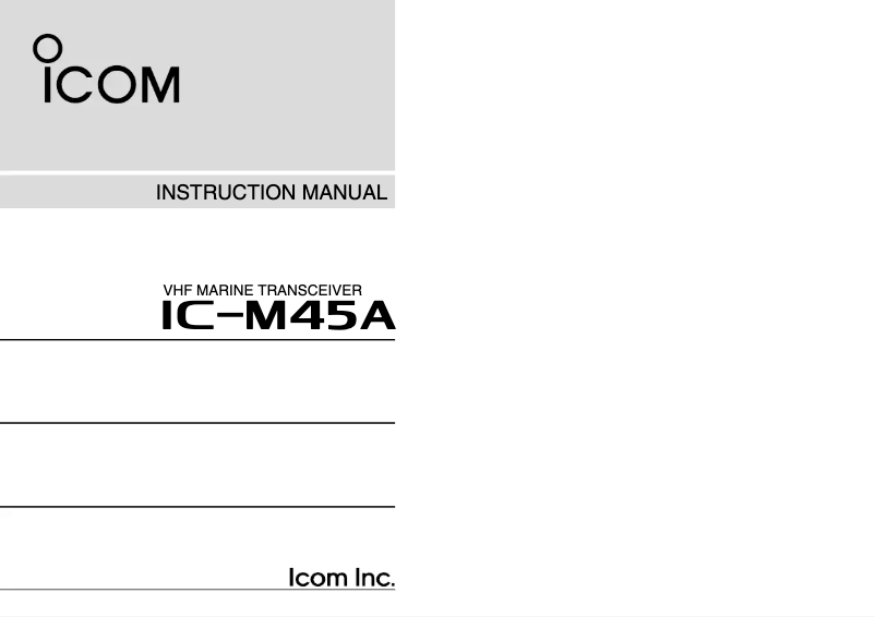 Page n°1 - Manuel utilisateur ICOM IC-M45A