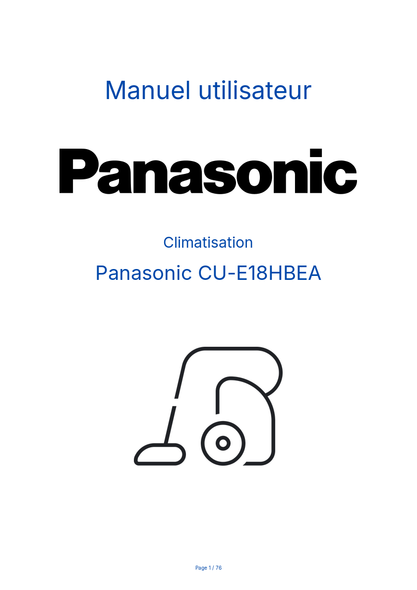 Page n°1 - Manuel utilisateur Panasonic CU-E18HBEA