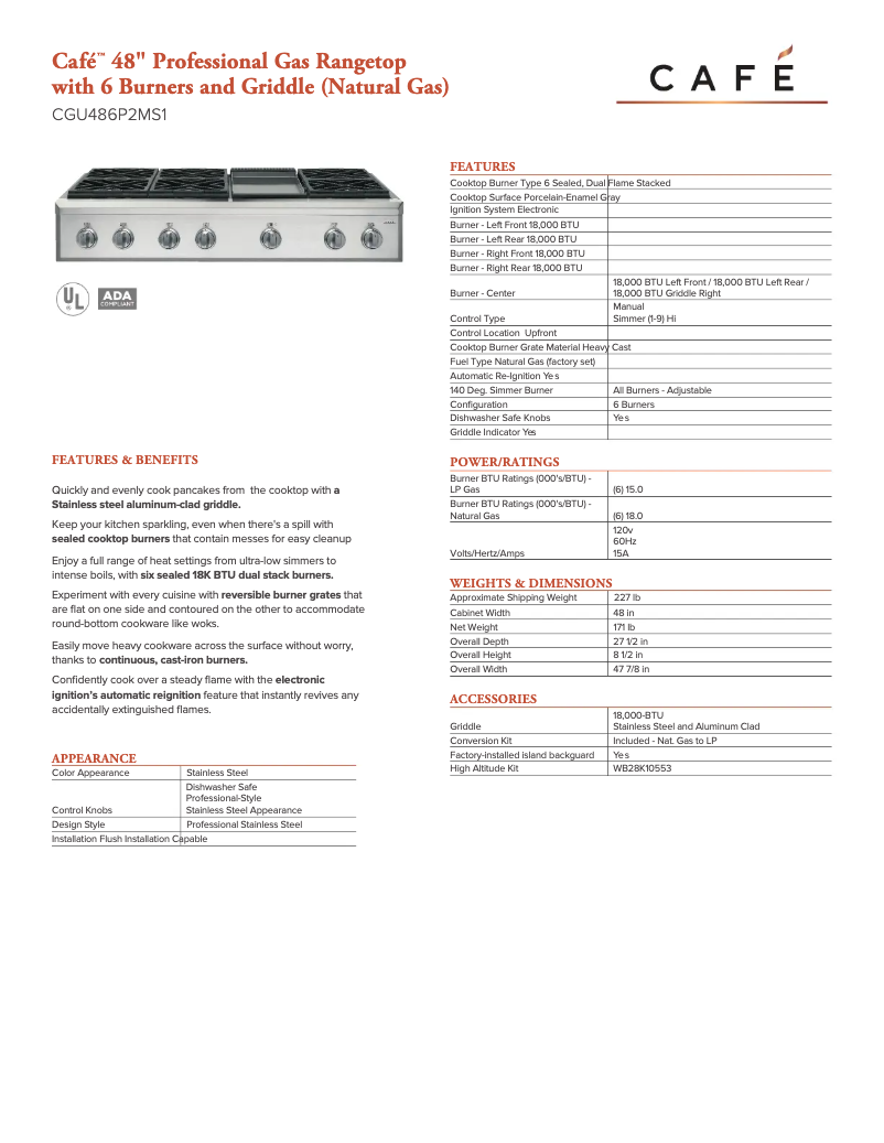 Image de la première page du manuel de l'appareil CGU486P2MS1