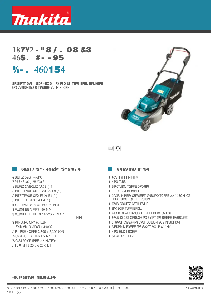 Page 1 de la notice Fiche technique Makita DLM460PT4