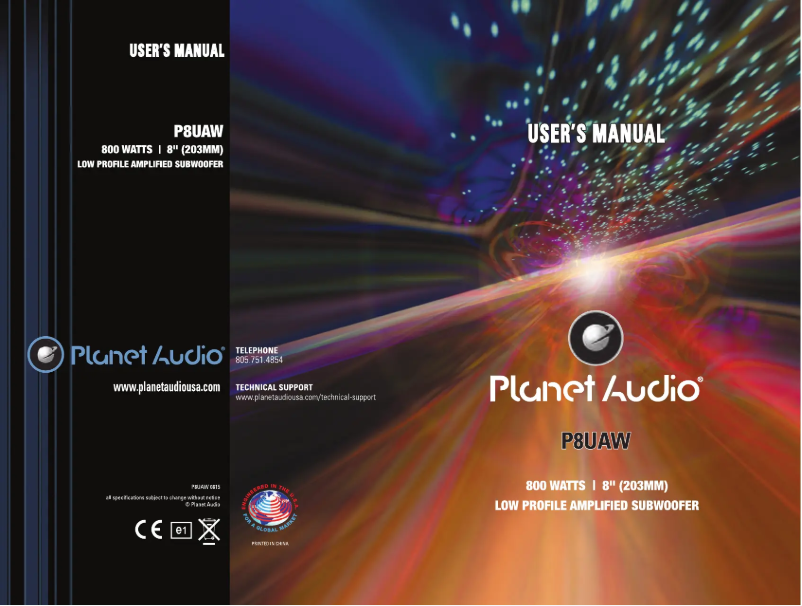 Page 1 de la notice Manuel utilisateur Planet Audio P8UAW