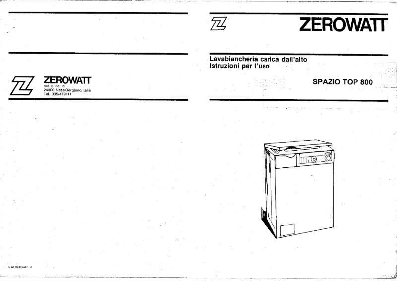 Page n°1 - Manuel utilisateur Zerowatt Spazio Top 800