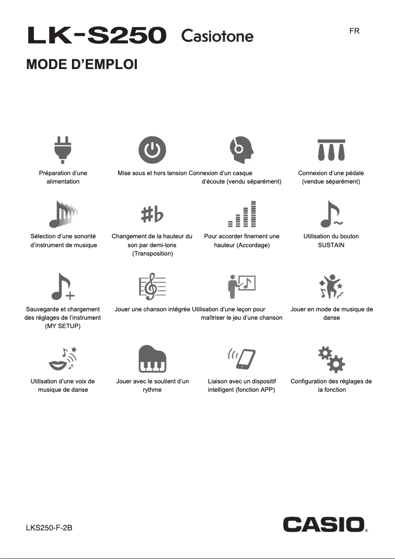 Page n°1 - Manuel utilisateur Casio Casiotone LK-S250