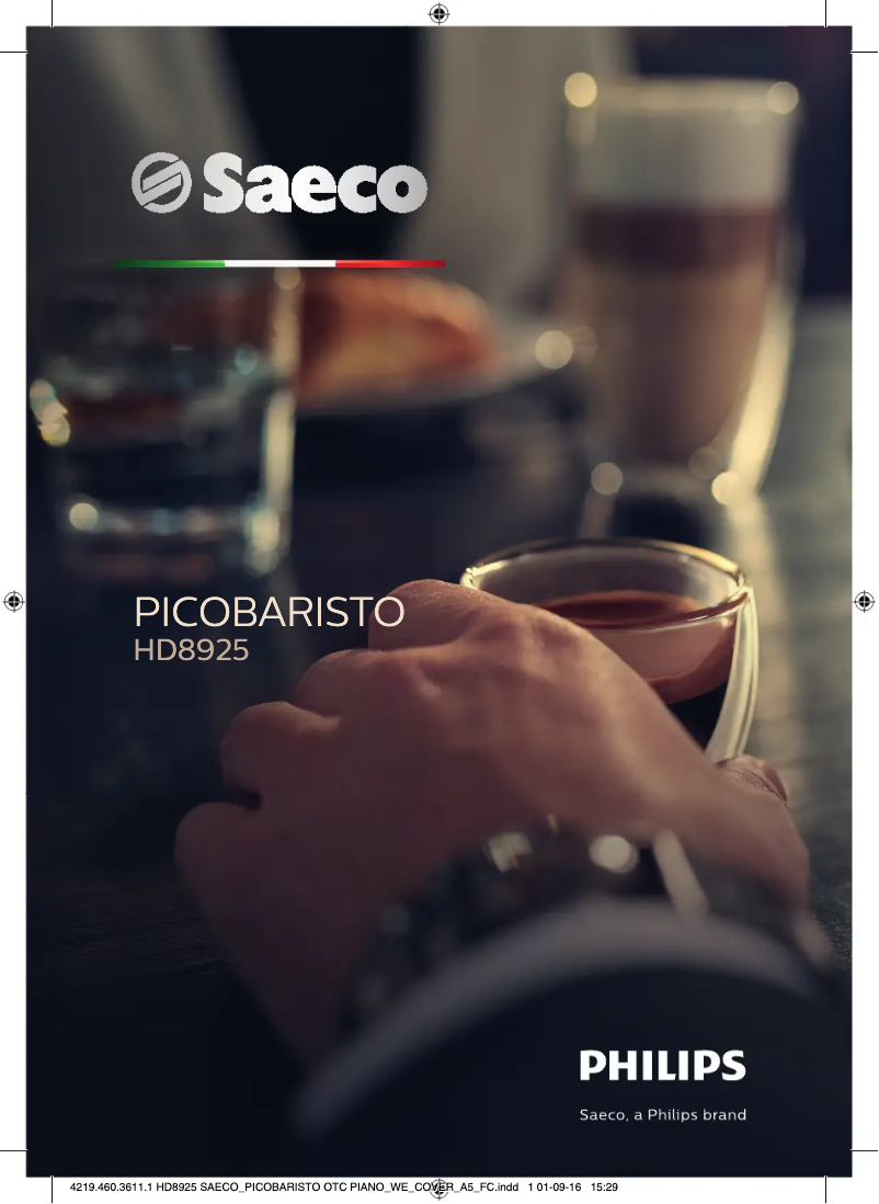 Image de la première page du manuel de l'appareil Saeco Picobaristo HD8925