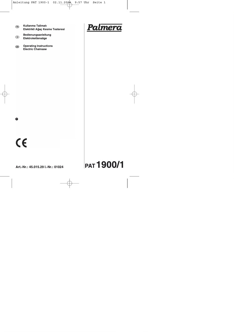 Image de la première page du manuel de l'appareil PAT 1900
