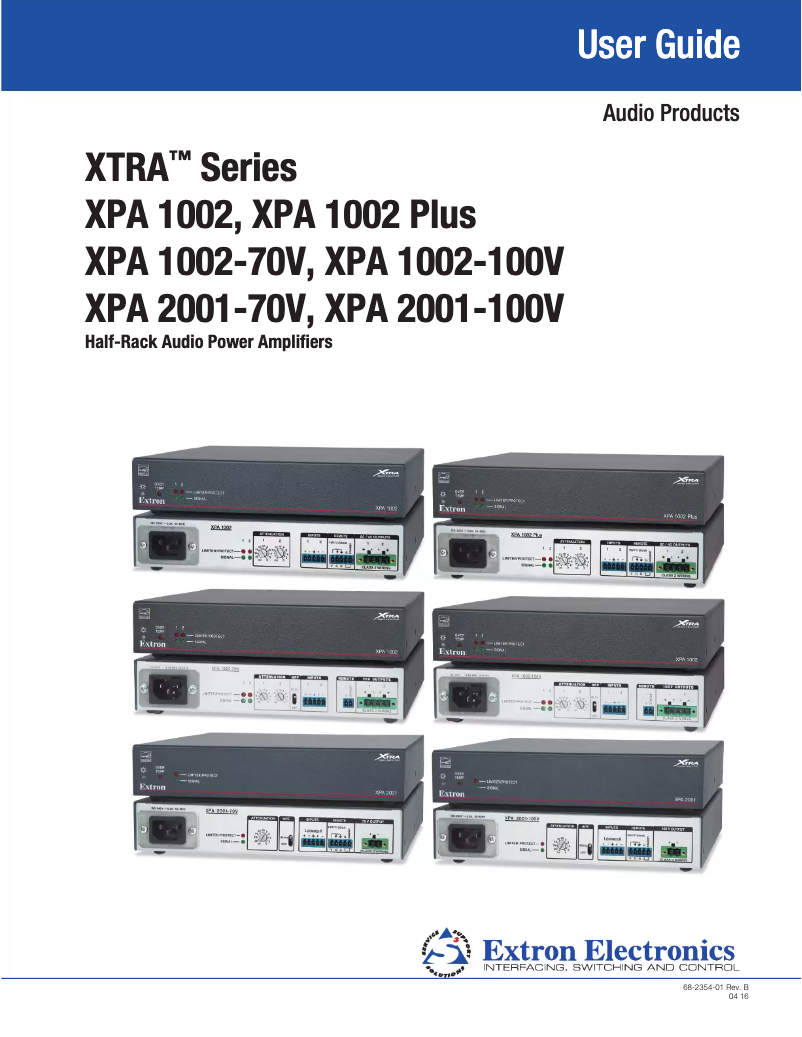 Page n°1 - Manuel utilisateur Extron XPA 1002-70V