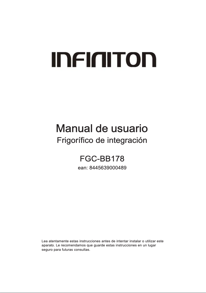 Page n°1 - Manuel utilisateur Infiniton FGC-BB178