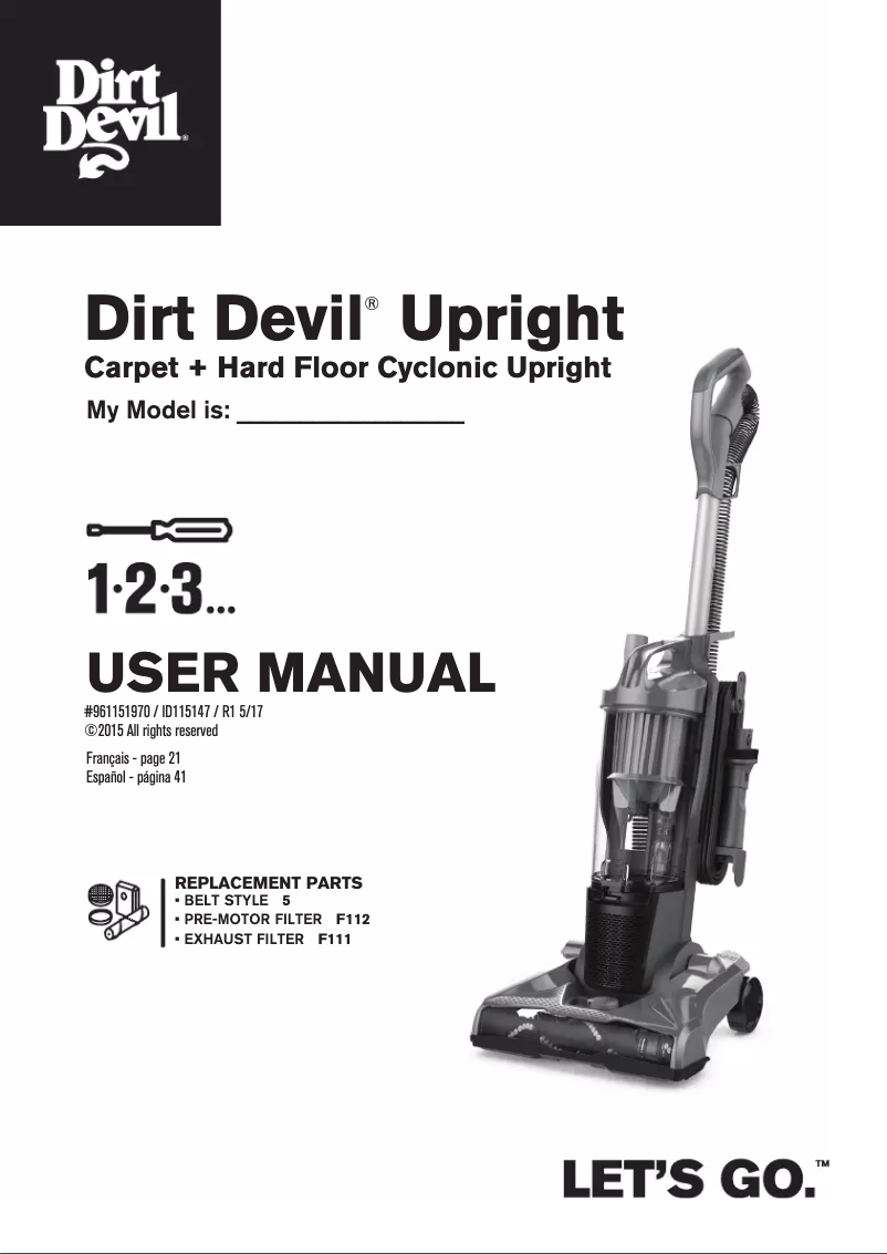 Page 1 de la notice Manuel utilisateur Dirt Devil Power MAX UD70167P