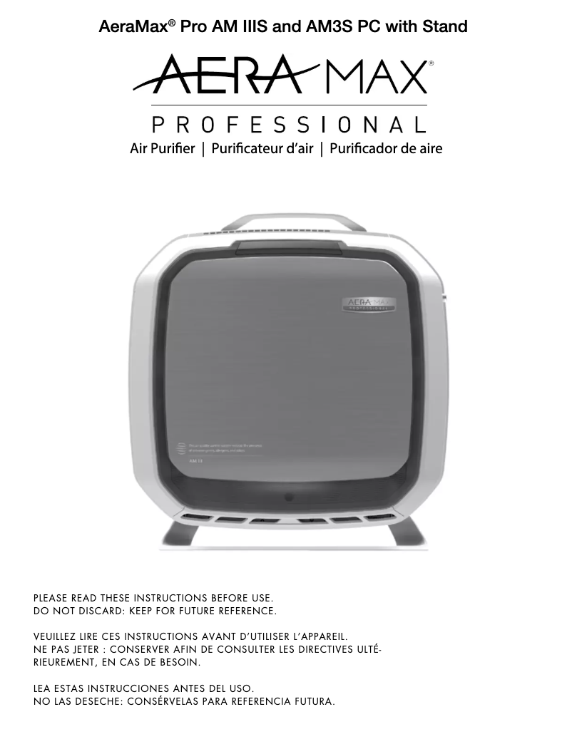 Page 1 de la notice Manuel utilisateur Fellowes AeraMax Professional 3S PC