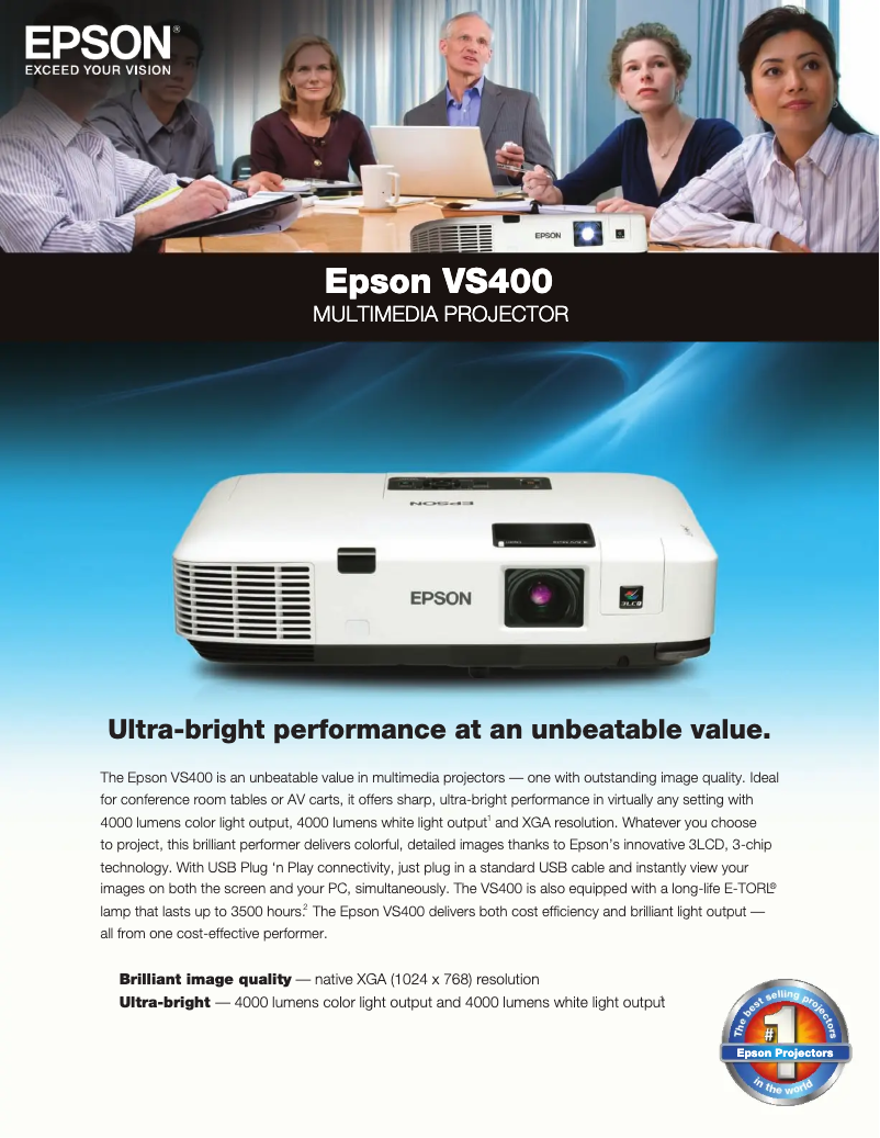 Page 1 de la notice Brochure Epson VS400