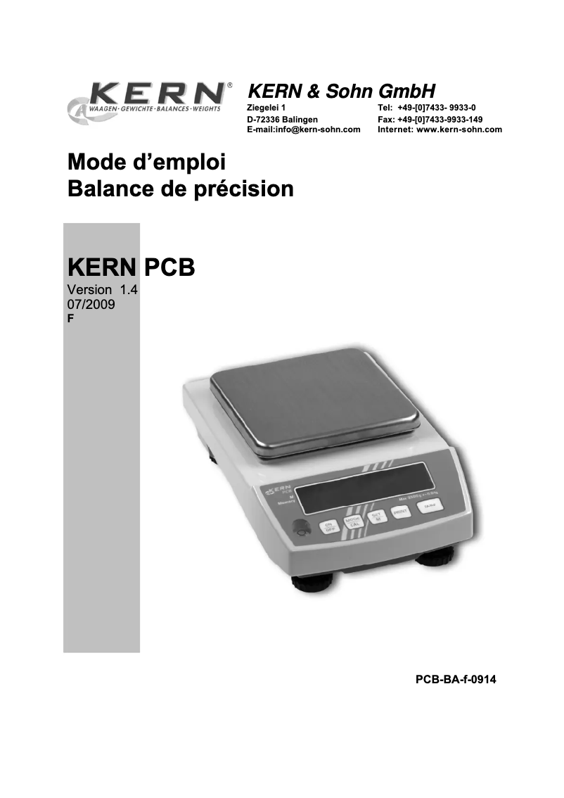 Image de la première page du manuel de l'appareil PCB 2000-1