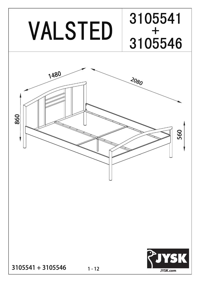 Page 1 de la notice Manuel utilisateur JYSK Valsted (140x200)