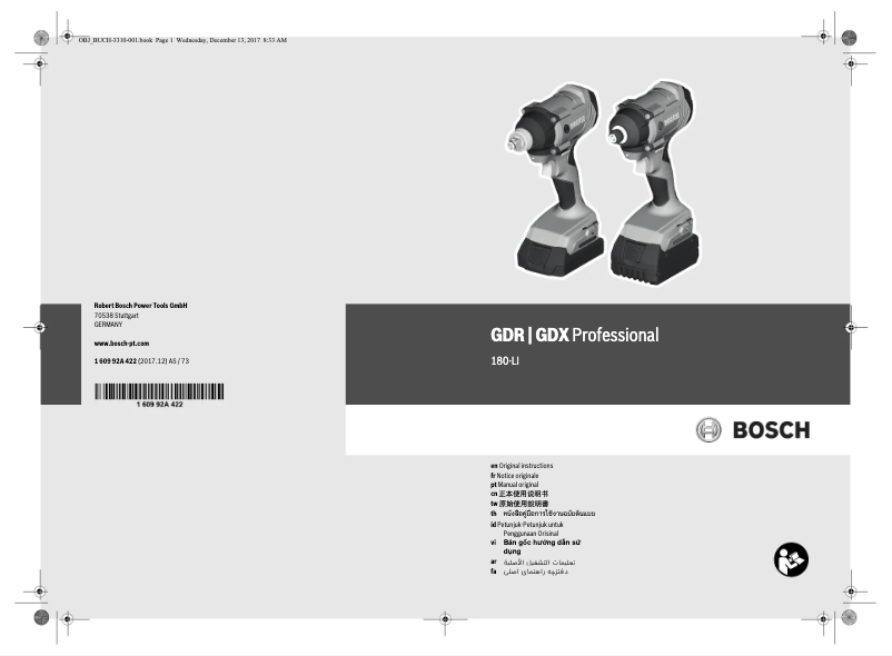 Page n°1 - Manuel utilisateur Bosch GDR 18V-160 Professional