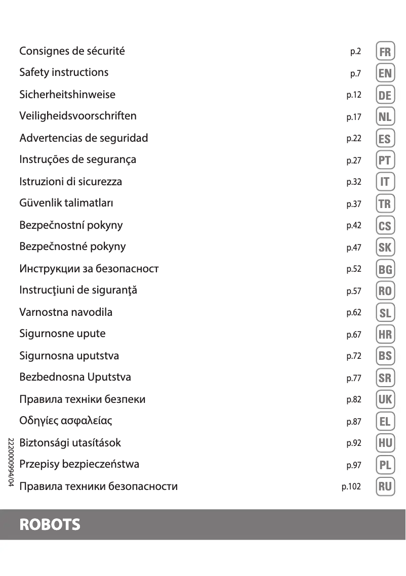 Page 1 de la notice Instructions / montage Tefal Freedom RG7133