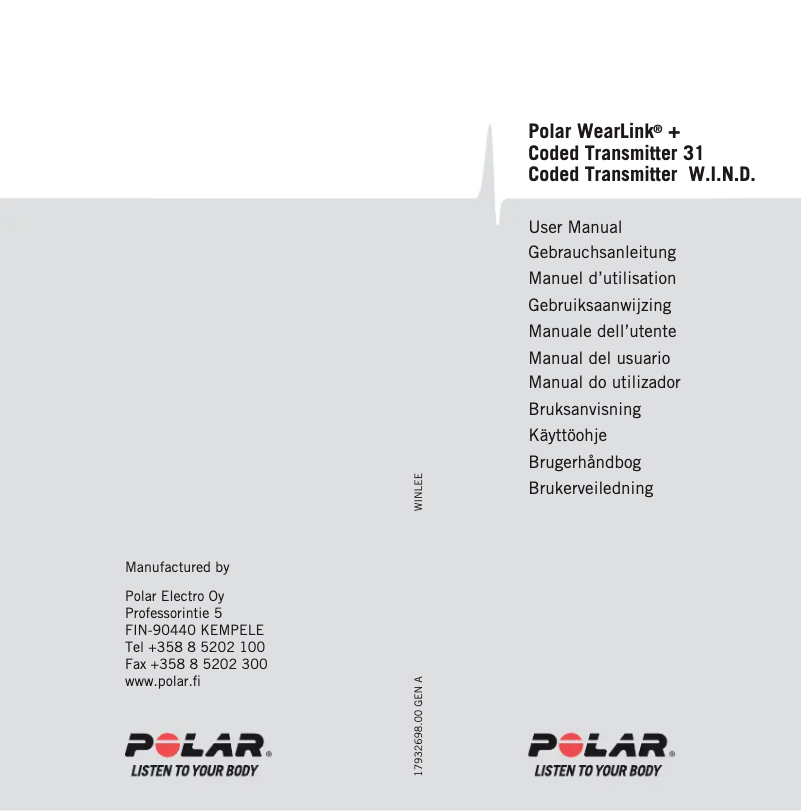 Page 1 de la notice Manuel utilisateur Polar T31