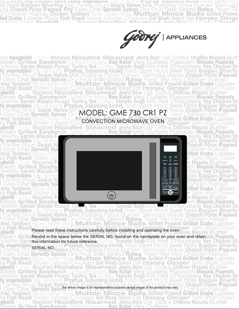 Page n°1 - Manuel utilisateur Godrej GME 730 CR1 PZ