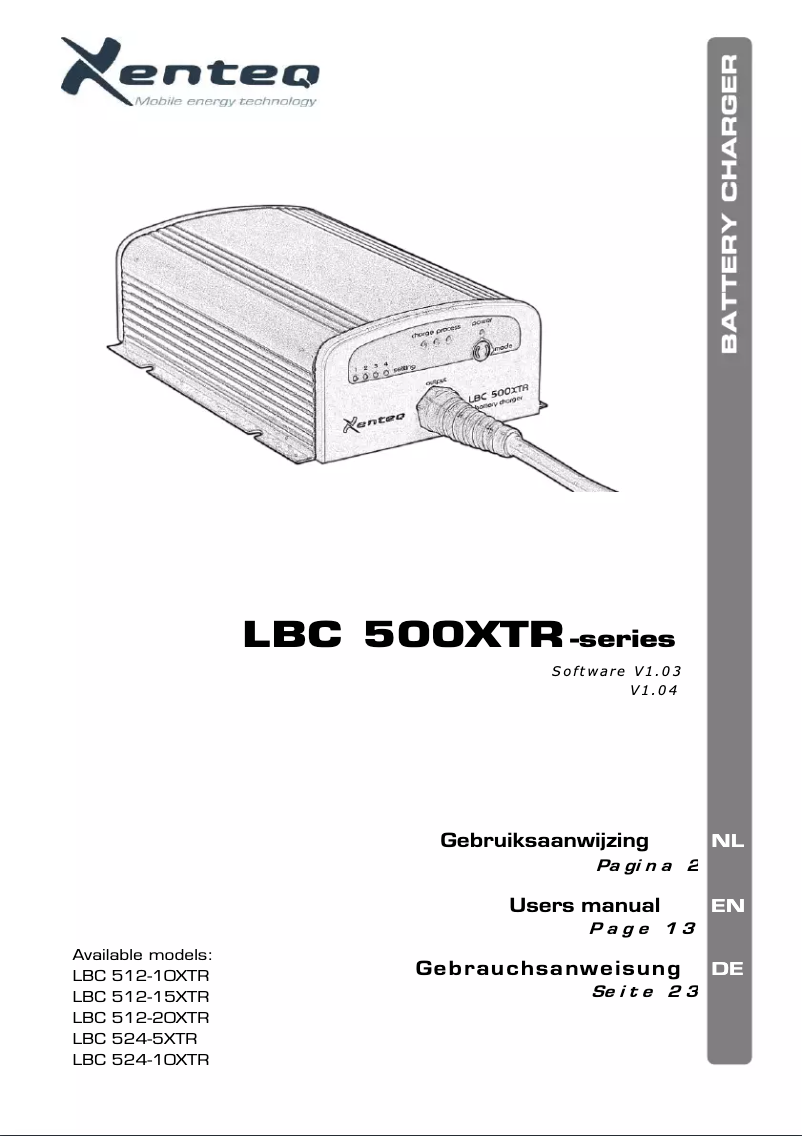 Page n°1 - Manuel utilisateur Xenteq LBC 500XTR