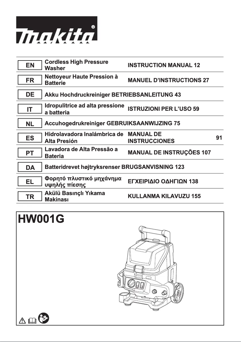 Page n°1 - Manuel utilisateur Makita HW001G